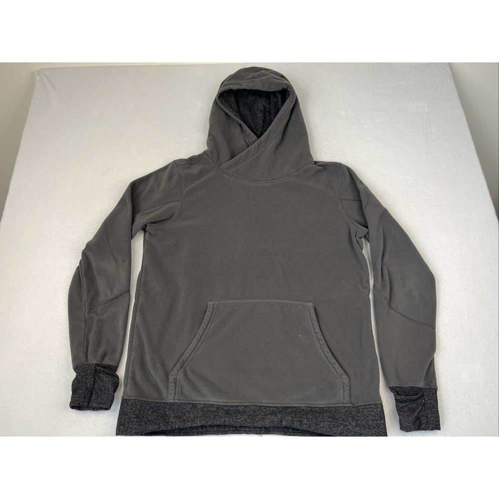Lululemon Womens Gray Runaway Fleece Herringbone Cowl Neck Pullover Hoodie Sz 12